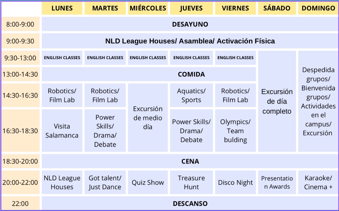 Programa English camp Salamanca 2026 - NLD Education